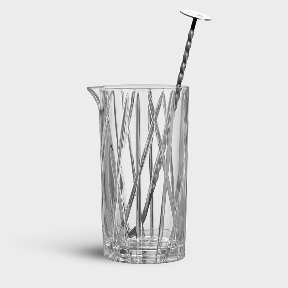 Orrefors City Mixing Glass and Spoon Swedish Crystal Brand New